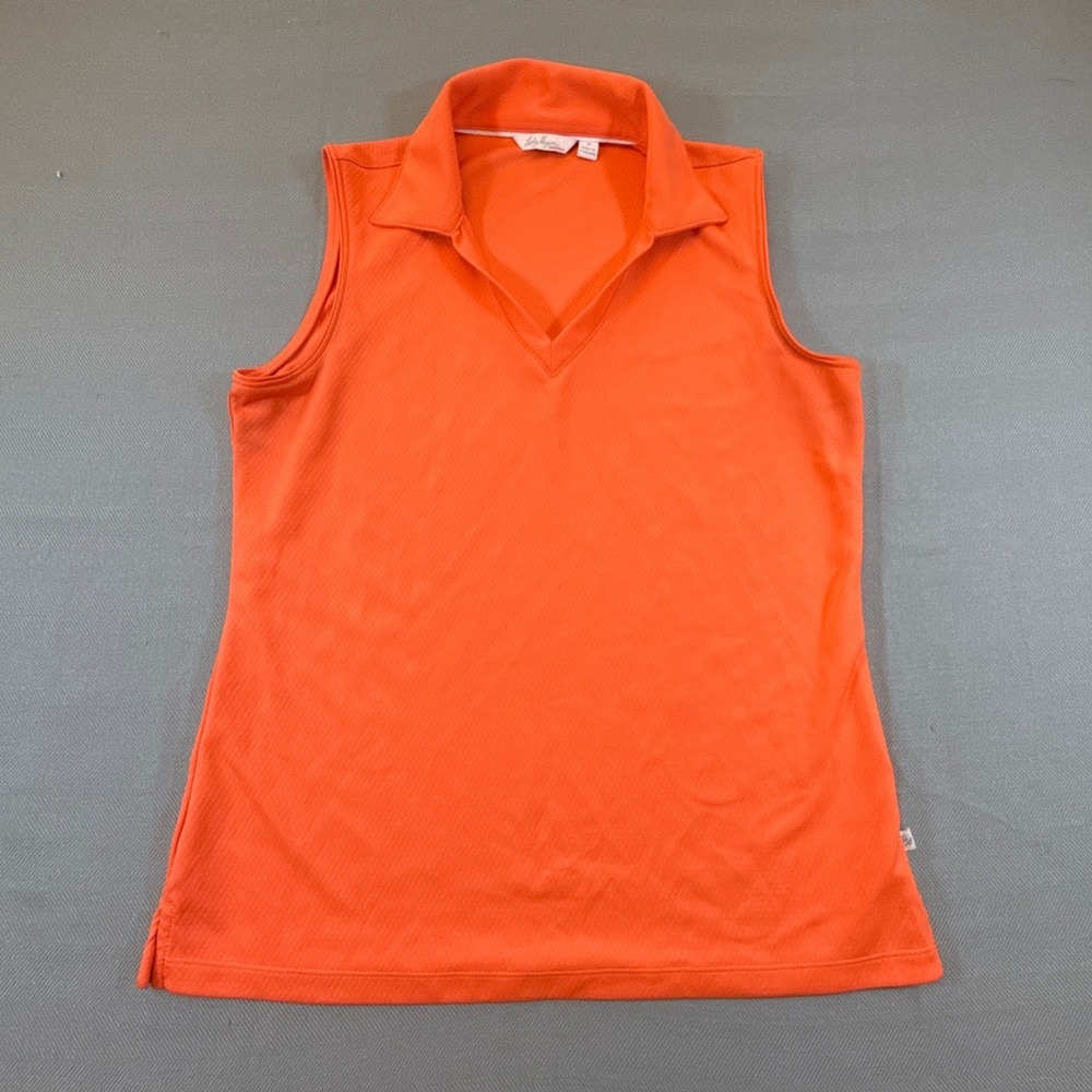 Lady Hagen Essentials Womens Orange Sleeveless Golf Polo Shirt Size Small 2312